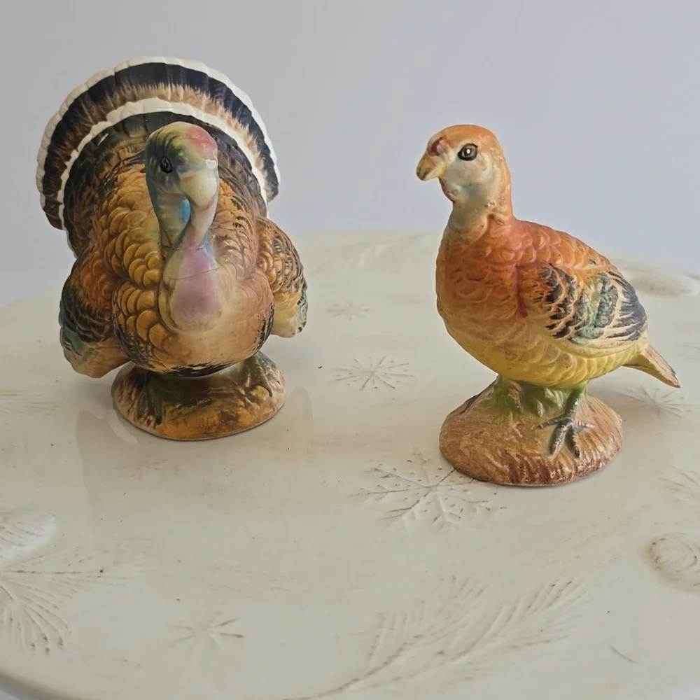 Vintage Set Of 2 Napcoware Turkey Handpainted  Ceramic Salt & Pepper Shakers
